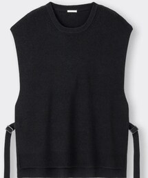 GU | ニットスリットベスト L ブラック(ベスト)