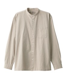 無印良品 | 洗いざらしオックススタンドカラー長袖シャツ　Ｌ　サンドベージュ(シャツ/ブラウス)