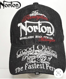 Norton | 4990円　Norton ノートン 服 デニム キャップ 帽子 222N8700 刺繍 ロゴ バイカー メンズ アメカジ カジュアル 009 077(キャップ)