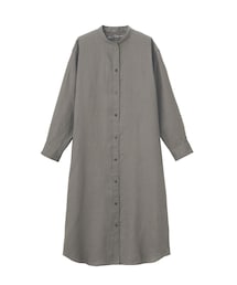 無印良品 | フレンチリネン洗いざらしスタンドカラーワンピース(シャツワンピース)