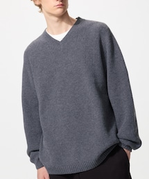 UNIQLO | 3DスフレヤーンVネックセーター(ニット/セーター)