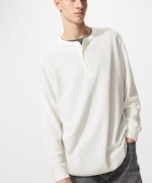 UNIQLO | ワッフルヘンリーネックTシャツ/長袖(Tシャツ/カットソー)