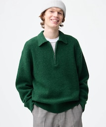GU | パフニットハーフジッププルオーバー(ニット/セーター)