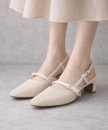 VIVIAN | サイドリボンニットスリングバックパンプス(パンプス)