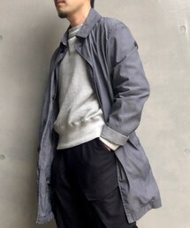 Indigo Nylon Shop Coat | ステンカラーコート