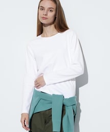 UNIQLO | スムースストレッチコットンクルーネックT（長袖）　Mサイズ(Tシャツ/カットソー)