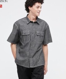 UNIQLO | シャンブレーオーバーサイズワークシャツ（半袖） メンズM サイズ(シャツ/ブラウス)
