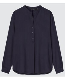 UNIQLO | レーヨンストライプ リラックスブラウス (長袖) Sサイズ(シャツ/ブラウス)