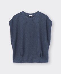 GU | ループヤーンウエストタックT(ノースリーブ) Lサイズ(トップス)