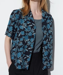 UNIQLO | リネンブレンドプリントオープンカラーシャツ（半袖) Mサイズ(シャツ/ブラウス)