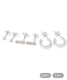 LAKOLE | ビジューフープピアス6点SET シルバー(01)(ピアス（両耳用）)