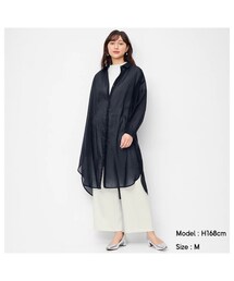 GU | シアーシャツワンピXLブラック(トップス)