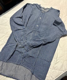 ユーロ　フィッシャーマンシャツ | 大阪大正にあるorange vintageにて購入。シャツ系とかグランパみたいな裾の長いシャツはあまり興味なかったんですが、着た時にビビッと来たのとフィッシャーマンっていうワーク系ってことに惹かれました。良い感じにボロボロです。(シャツ/ブラウス)