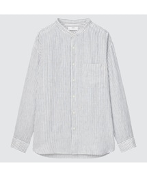 UNIQLO | プレミアムリネンスタンドカラーストライプシャツ(長袖)(シャツ/ブラウス)