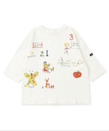 DENIM DUNGAREE | DENIMDUNGAREE22SS 天竺ボーダープリントGRAFFITI Tシャツ（white,120cm）(Tシャツ/カットソー)