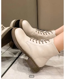 SHEIN | ジップバック レースアップフロント コンバットブーツ(ブーツ)