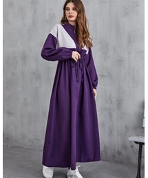 SHEIN | A字ラインドレス コントラストパネルサイド ドローストリングウエスト(ワンピース/ドレス)