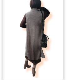 しまむら | プリーツロングジレ 淡茶 1,969円→1,320円(ベスト)