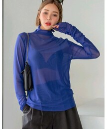 SHEIN |  DAZY カウルネック メッシュトップス(Tシャツ/カットソー)