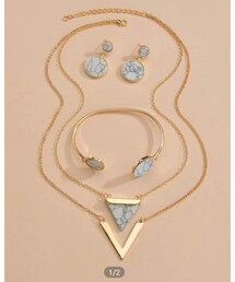 SHEIN | 5ピースマーブルパターンジュエリーセット(アクセサリー)