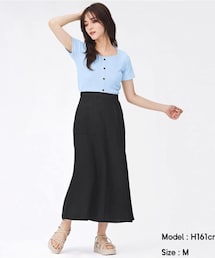 GU | リネンブレンドフレアスカート(スカート)