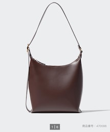 UNIQLO | レザータッチスクエアショルダーバッグ（DARK BROWN）(ショルダーバッグ)