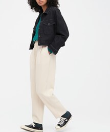 UNIQLO | ドライスウェットタックテーパードパンツ（丈標準66.5～68.5cm）セットアップ可能 449876 01 OFF WHITE WOMAN M(スウェットパンツ)