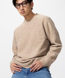 UNIQLO | スフレヤーンクルーネックセーター 3XL (32 BEIGE)(ニット/セーター)