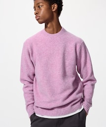 UNIQLO | スフレヤーンクルーネックセーター 3XL (72 PURPLE)(ニット/セーター)