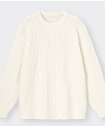 GU | ケーブルクルーネックセーター(ニット/セーター)