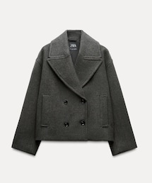 ZARA | ショート丈ダブルブレストコート M(ピーコート)