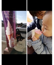 ♡うさこのスウィーツ同盟会 | ♡日光で沢山食べ歩いて最後鬼怒川温泉駅にて🍦🍓😋寒い中子供たちは喜んで食べてました😅夢中で🍦を食べるおハゲな息子に🤣🤣🤣(その他雑貨)