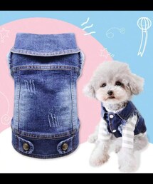 SHEIN | ペットデニムベスト(L)￥893(ペットウェア)