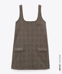 ZARA | チェック柄ミニワンピース(XS)(ワンピース/ドレス)