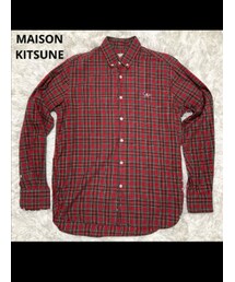 Maison Kitsune | MAISON KITSUNE メゾンキツネ トリコロールフォックス刺繍 チェックシャツ  ボタンダウン タータンチェック フランネルシャツ  41(シャツ/ブラウス)