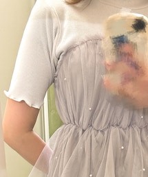 GRL | ¥1,599（税込）　パールチュールドッキングテレコトップス[tu1111](トップス)