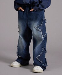 PAIRMANON STREET | 【PAIRMANON STREET】モチーフ クラッシュ ワイド デニム パンツ(デニムパンツ)
