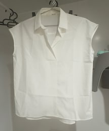 no brand | ノースリーブ スキッパーシャツ ホワイト(シャツ/ブラウス)