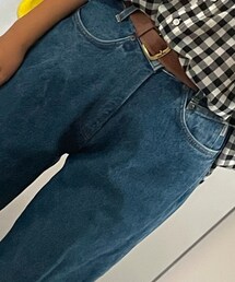 無印良品 | ダボッとしたズボン。ポケットは計4つ。濃い紺色だから、色んなTシャツに合わせやすい(パンツ)