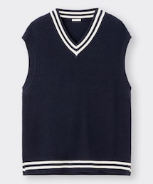 GU | ウォッシャブルリラックスフィットチルデンニットベスト(ベスト)