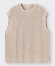 GU | ウォッシャブルリラックスフィット畦ニットベスト(ベスト)