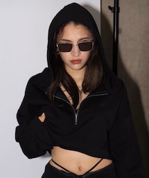 ACLENT | Front zip cropped hoodie(パーカー)