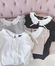 evelyn | 細リボン襟リブTP(Tシャツ/カットソー)