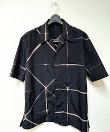 IRENISA | 神戸カインドで15,000円くらい。IRENISA イレニサ OPEN COLLAR SHORT-SLEEVED SHIRT IH-22SS-B013-DM 半袖シャツ ブラック 黒 3 タグ付き オープンカラー タイダイ 日本製 (シャツ/ブラウス)