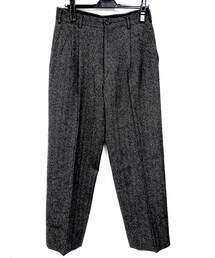 JUNMEN | セカストで550円　ヘリンボーンウール100%　ツータックワイドパンツ(スラックス)