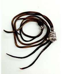 no brand | 革紐とシルバービーズを使ってカスタム。(ネックレス)