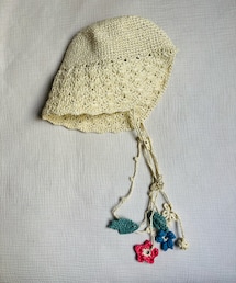 Handmade | お花付き麦ボンネット(帽子)