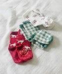 SAINT JAMES(セントジェームス)のソックス レッド プードル/グリーン ギンガムチェック/ホワイト さくらんぼ柄