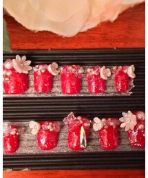 自作 |  花と蝶々(赤)(その他)