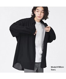 GU | ・シアーオーバーサイズシャツ(長袖)・1990円・L(シャツ/ブラウス)